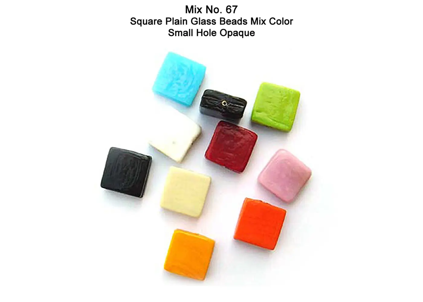 Square Plain glass bead mix color small hole opaque